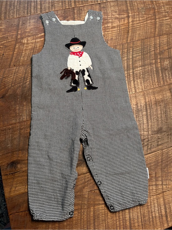 The Bailey Boys Other - The Bailey Boys Houndstooth Overalls with Cowboy Applique